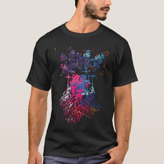 Drummer Drumstel Kleurig Drumstel Drum T-shirt (Voorkant)