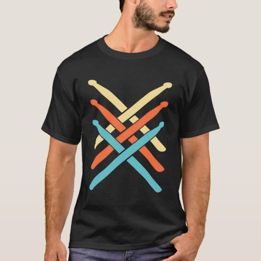 Drummer Drumsticks drumsticks Retro  drumm T-shirt (Voorkant)