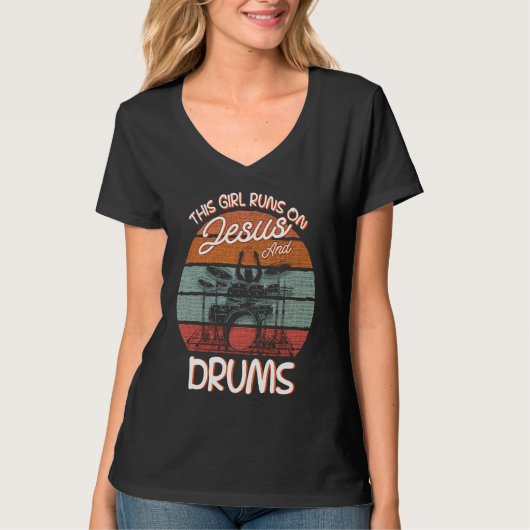Drummer Drumstokken Instrument Drumstel T-shirt (Voorkant)