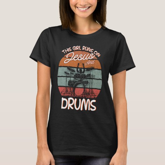 Drummer Drumstokken Instrument Drumstel T-shirt (Voorkant)
