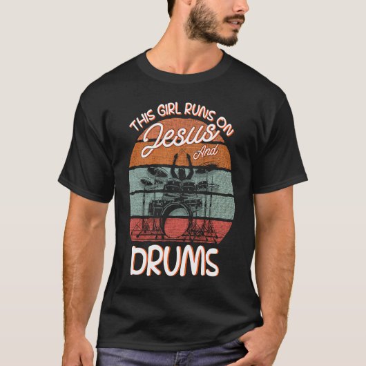Drummer Drumstokken Instrument Drumstel T-shirt (Voorkant)