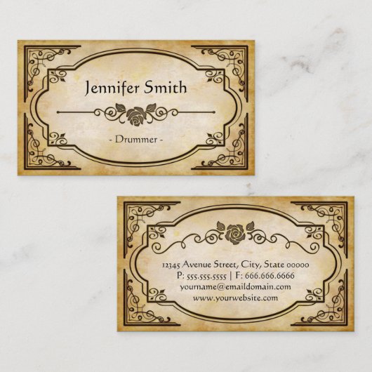 Drummer - Elegant  Antiek Visitekaartje (Voorkant / Achterkant)