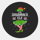 Drummer Elf Christmas Family Girls Women Elf Squad Ronde Sticker (Voorkant)