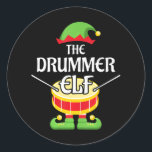 Drummer Elf Family Matching Group Christmas Drum Ronde Sticker<br><div class="desc">Drummer Elf Family Matching Group Christmas Drum</div>