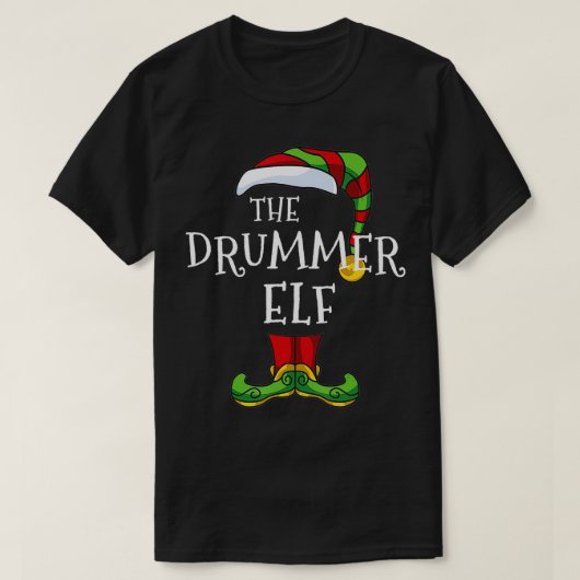 Drummer Elf Family Matching kerstgroep Funny T-shirt (Design voorkant)