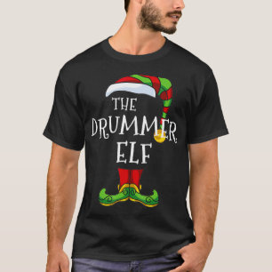 Drummer Elf Family Matching kerstgroep Funny T-shirt