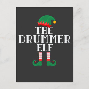 Drummer Elf Funny Kerstdrumdesign Briefkaart