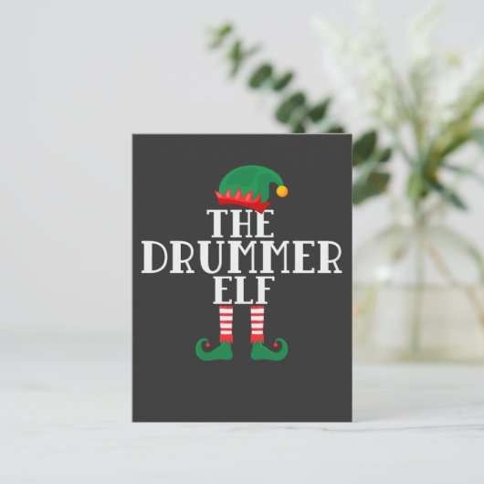 Drummer Elf Funny Kerstdrumdesign Briefkaart (Staand voorkant)