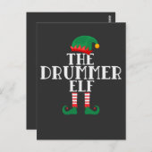 Drummer Elf Funny Kerstdrumdesign Briefkaart (Voorkant / Achterkant)