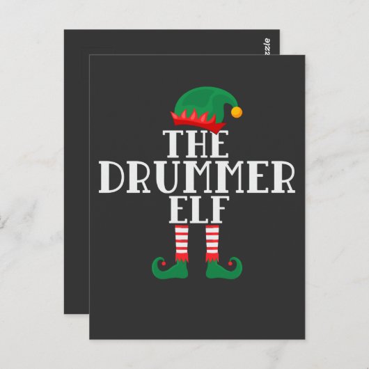 Drummer Elf Funny Kerstdrumdesign Briefkaart (Voorkant / Achterkant)