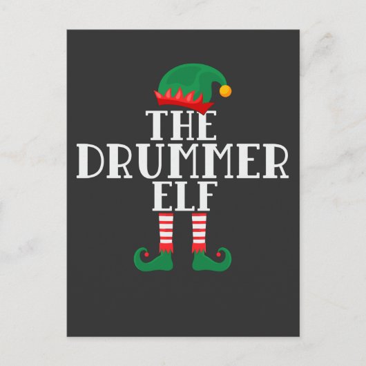 Drummer Elf Funny Kerstdrumdesign Briefkaart (Voorkant)