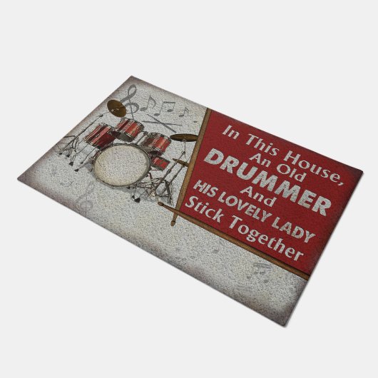 Drummer en The Lovely Lady Stick Samen Funny Mat (Schuin)