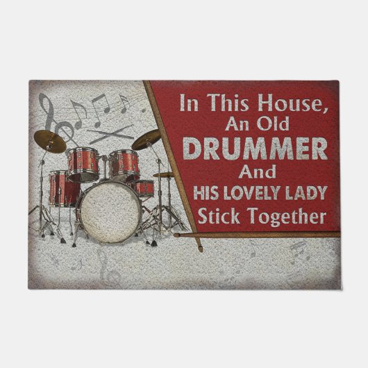 Drummer en The Lovely Lady Stick Samen Funny Mat (Voorkant)