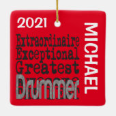 Drummer Extraordinaire CUSTOM Keramisch Ornament (Achterkant)