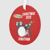 Drummer foto gedateerd Kerstmis Ornament (voorkant)