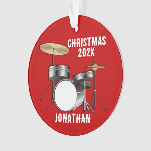 Drummer foto gedateerd Kerstmis Ornament (voorkant)