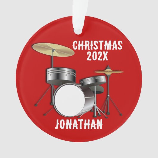 Drummer foto gedateerd Kerstmis Ornament (voorkant)