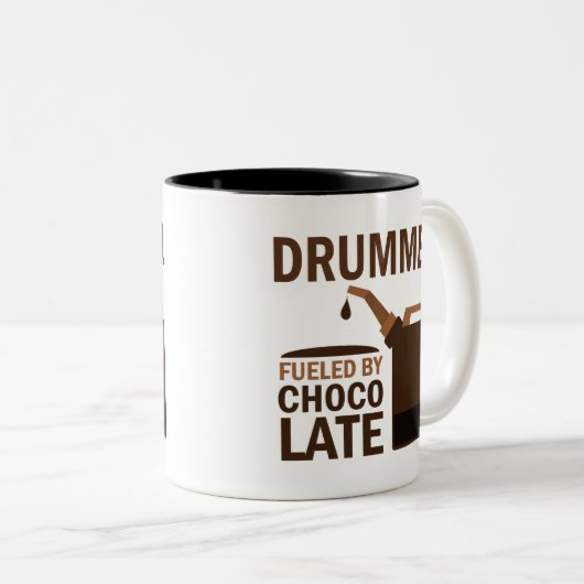 Drummer (Funny) Chocolate Tweekleurige Koffiemok (Voorkant rechts)