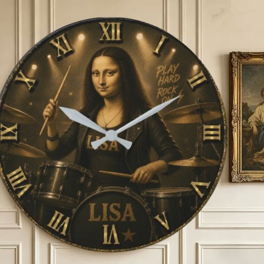 Drummer Funny Mona Lisa Rock Music Drum Set Gift Grote Klok