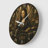 Drummer Funny Mona Lisa Rock Music Drum Set Gift Grote Klok (Hoek)