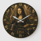 Drummer Funny Mona Lisa Rock Music Drum Set Gift Grote Klok (Voorkant)