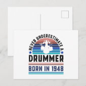 Drummer, geboren 1948 80e verjaardag Drummers Cade Briefkaart (Voorkant / Achterkant)