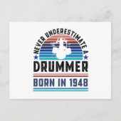 Drummer geboren 1948 80ste verjaardag Drumming Cad Briefkaart (Voorkant)
