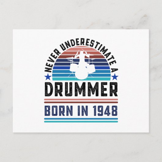 Drummer geboren 1948 80ste verjaardag Drumming Cad Briefkaart (Voorkant)