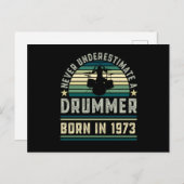 Drummer geboren 1973 50e verjaardag Drumming Cadea Briefkaart (Voorkant / Achterkant)