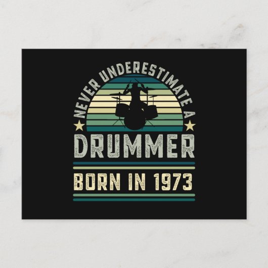 Drummer geboren 1973 50e verjaardag Drumming Cadea Briefkaart (Voorkant)