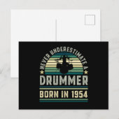 Drummer geboren in 1954 70e verjaardag Drumcadeaus Briefkaart (Voorkant / Achterkant)