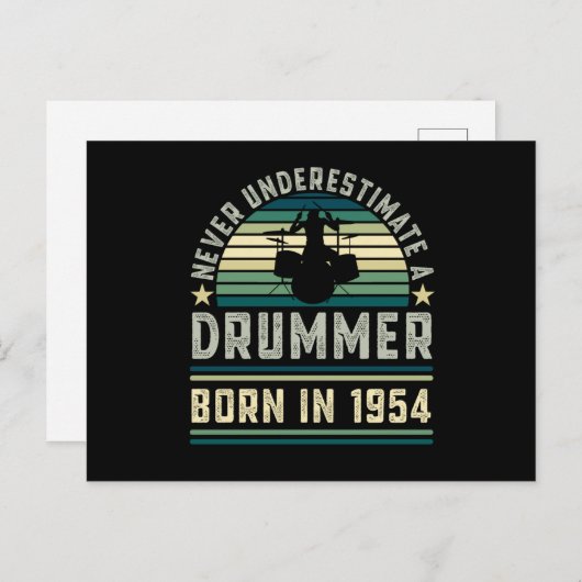 Drummer geboren in 1954 70e verjaardag Drumcadeaus Briefkaart (Voorkant / Achterkant)