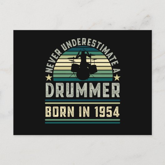 Drummer geboren in 1954 70e verjaardag Drumcadeaus Briefkaart (Voorkant)