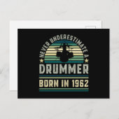 Drummer geboren in 1963 60e Verjaardag Drumcadeaus Briefkaart (Voorkant / Achterkant)