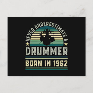 Drummer geboren in 1963 60e Verjaardag Drumcadeaus Briefkaart
