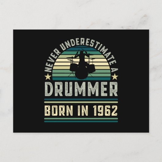 Drummer geboren in 1963 60e Verjaardag Drumcadeaus Briefkaart (Voorkant)
