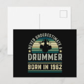 Drummer, geboren in 1963 60th Birthday Drumming Gi Briefkaart (Voorkant / Achterkant)
