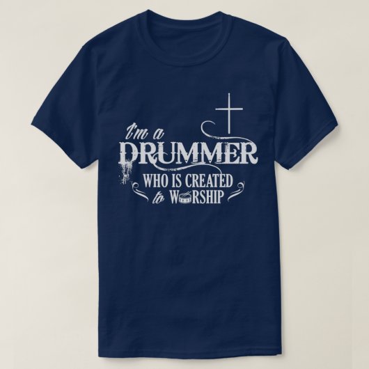 Drummer gemaakt voor de eredienst t-shirt (Design voorkant)