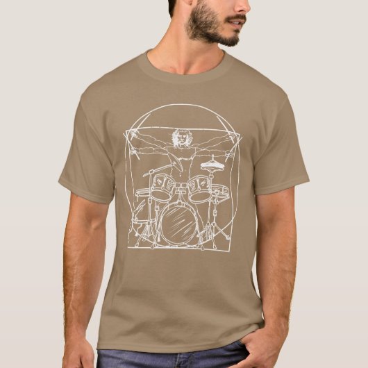 Drummer Gift Da Vinci Drums Drawing Present for Mu T-shirt (Voorkant)