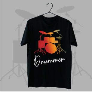 Drummer Gift Heartbeat Musical Instrument Drums T-shirt