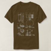 Drummer Gift Patent Print Drum Set T-shirt (Design voorkant)