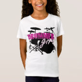 Drummer Girl Cute Paarse en White Text T-shirt (Voorkant)