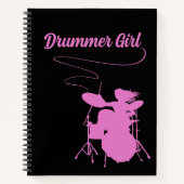Drummer Girl Drum Kit Musician Rock & Roll Music Notitieboek (Voorkant)