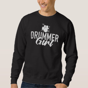 Drummer Girl Drum set for drumming and percussioni Trui