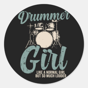 Drummer Girl   Drums Drummer Gift Ronde Sticker
