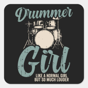 Drummer Girl Drums Drummer Gift Vierkante Sticker