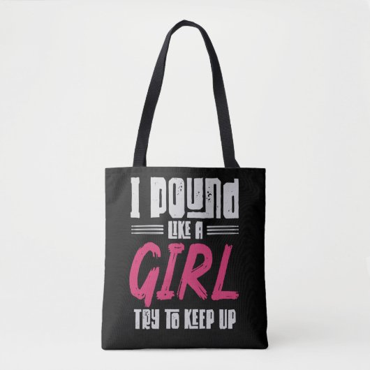 Drummer Girl Drumset Vrouw Drum Musician Tote Bag (Voorkant)