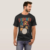 Drummer Girl Drumstel Drummen En Drums Percussie T-shirt (Voorkant volledig)