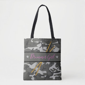 Drummer Girl Drumsticks Percussion Band Drumming Tote Bag