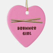 Drummer Girl Drumsticks Roze siermiddel Keramisch Ornament (Rechts)